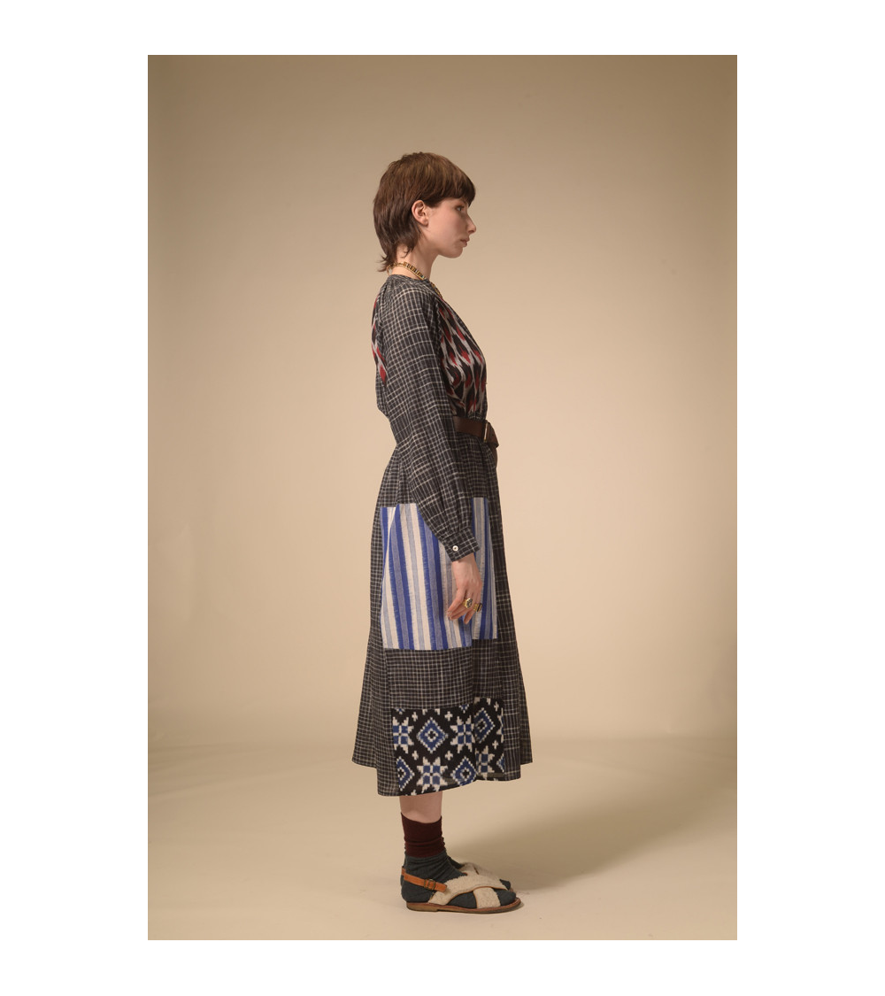 Robe patchwork noir Ekam