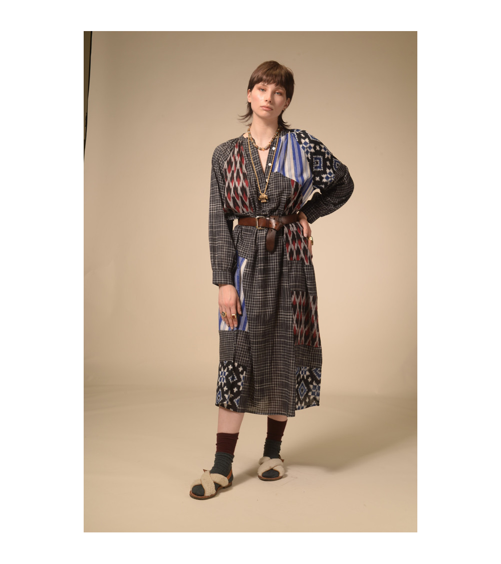 Robe patchwork noir Ekam
