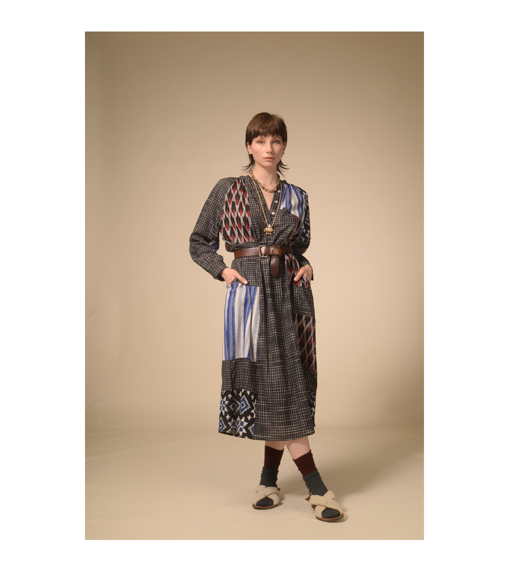 Robe patchwork noir Ekam
