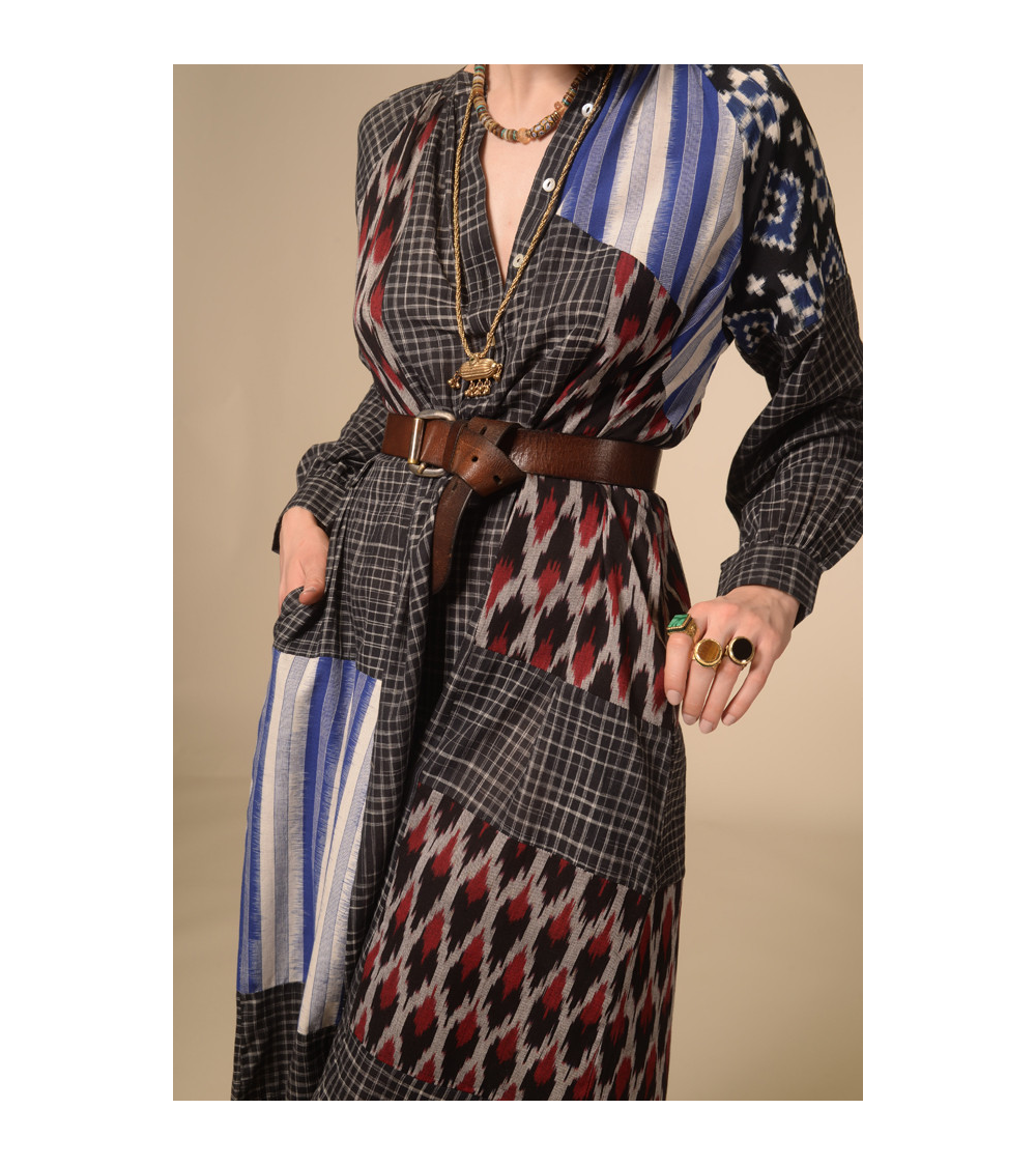 Robe patchwork noir Ekam