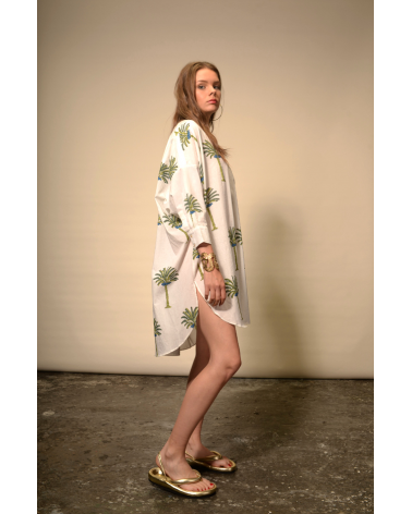 blouse imprimée palmier vert