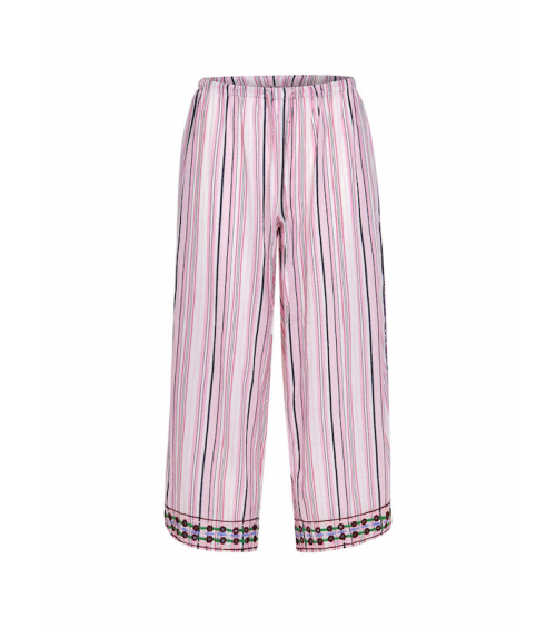 pantalon rose brodé