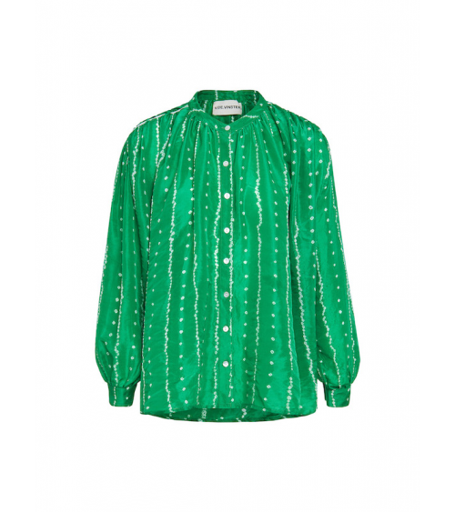 blouse en soie verte