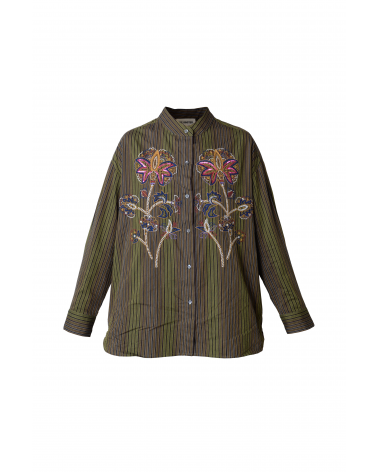 Blouse rayée kaki