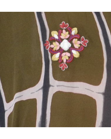 kaki blouse à carreaux brodée