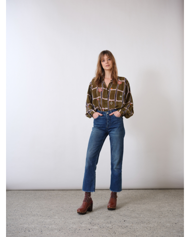 blouse tartan kaki