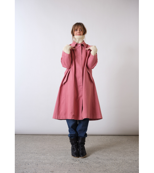 veste longue trench rose