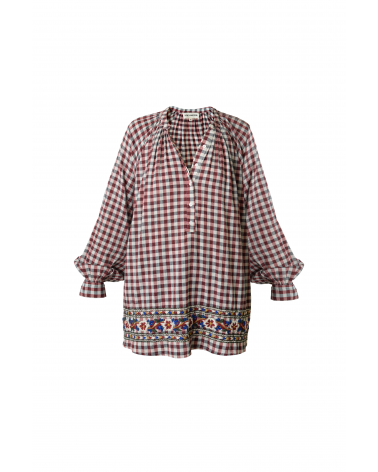 chemise à carreaux bordeaux