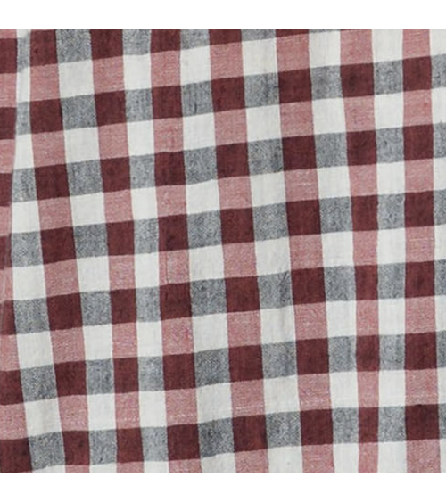 tunique ou chemise en tartan bordeaux brodée