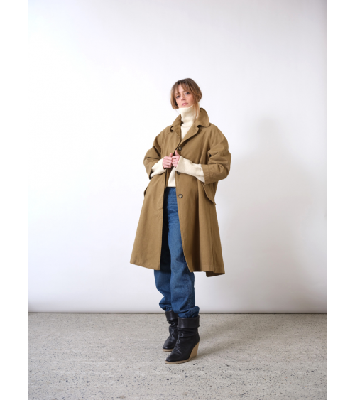 Trench en coton twill kaki