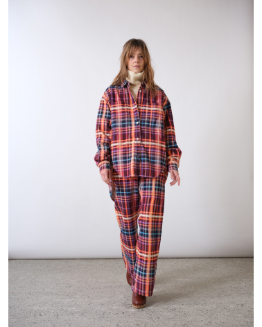 chemise en velours à carreaux