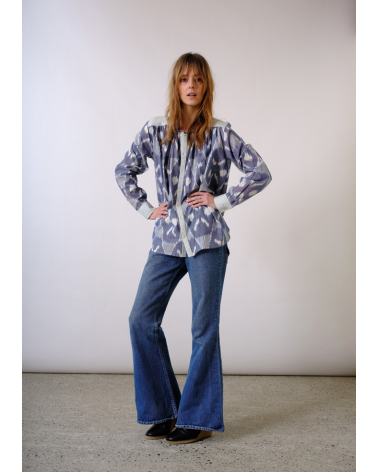 blouse à carreaux bleu