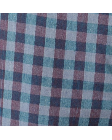 chemise tartan bleu brodée