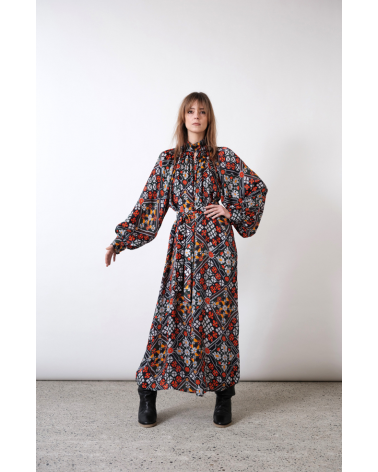 robe longue en viscose rouge orange