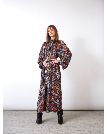 Robe imprimée rouge et orange